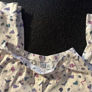 Festive Cream Pajama Set with Holiday Print